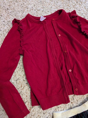 Carter's Girls Black/Red/Gold Sweater/Skirt Holiday Set, Size 10/12 - Picture 4 of 9