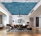 3D Brick Wall Blue White Fairy - Ceiling Mural -  Ceiling Wallpaper Mural