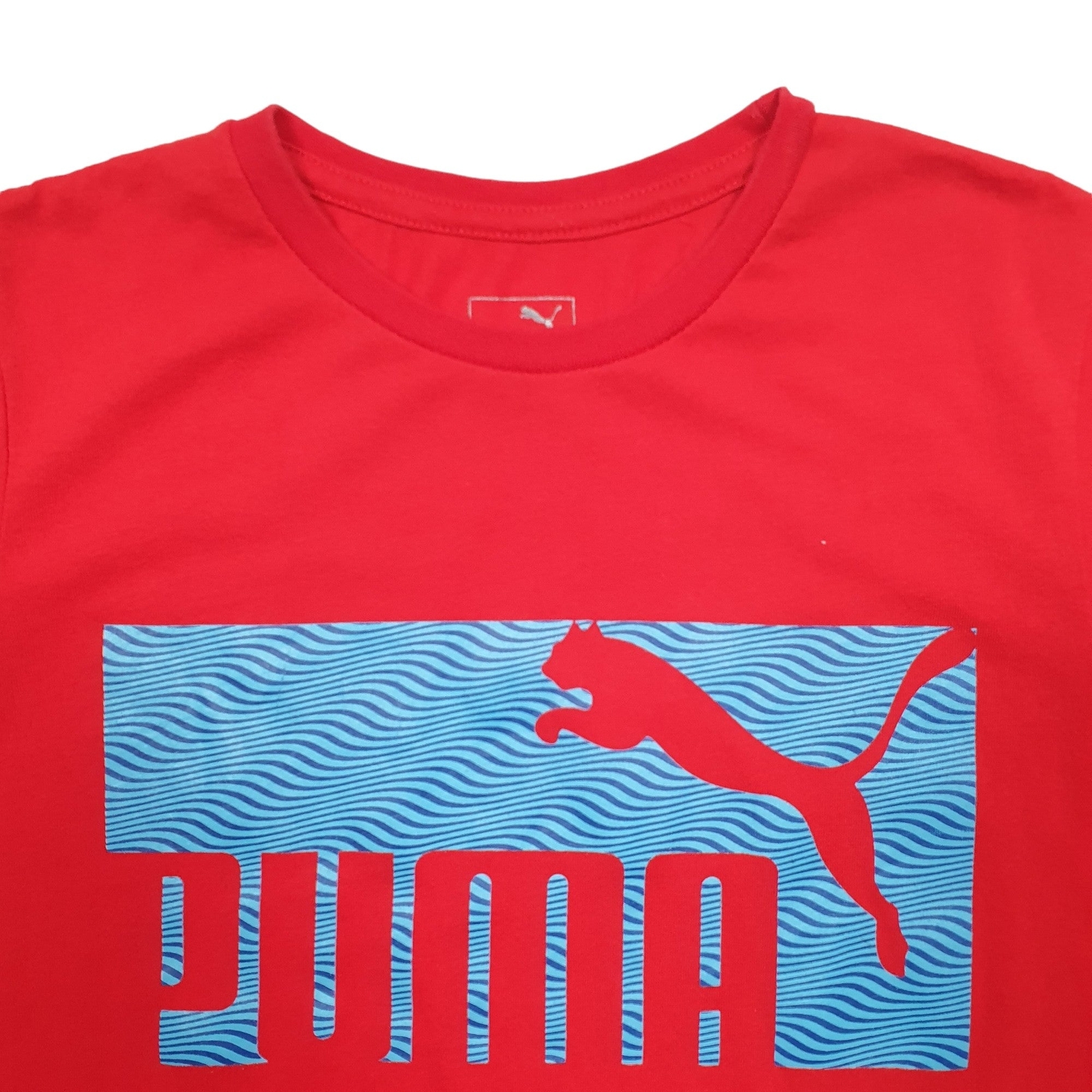 PUMA Red T Shirt Tee Spellout Short Sleeve Cotton Blend Mens XS image 3