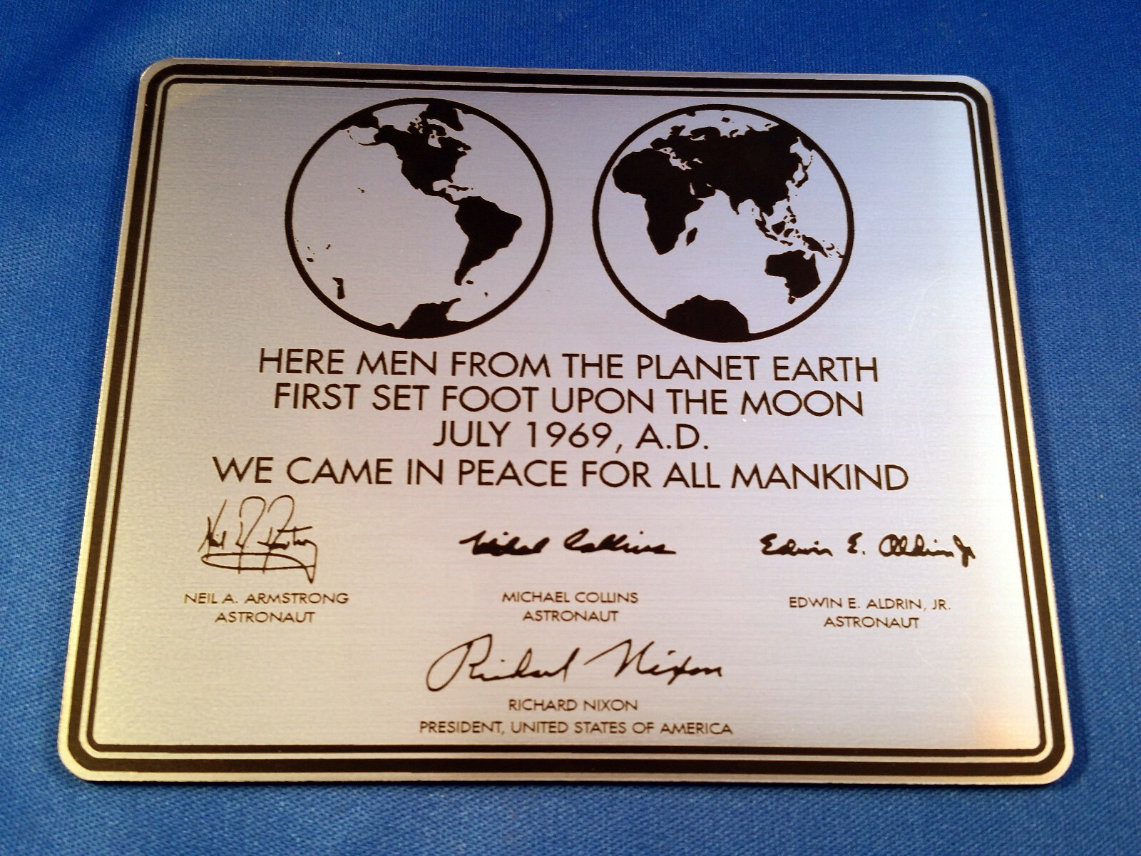 Apollo 11 Moon Landing Plaque Replica Neil Armstrong EBay Apollo 11 Moon Landing Plaque Replica Neil Armstrong EBay