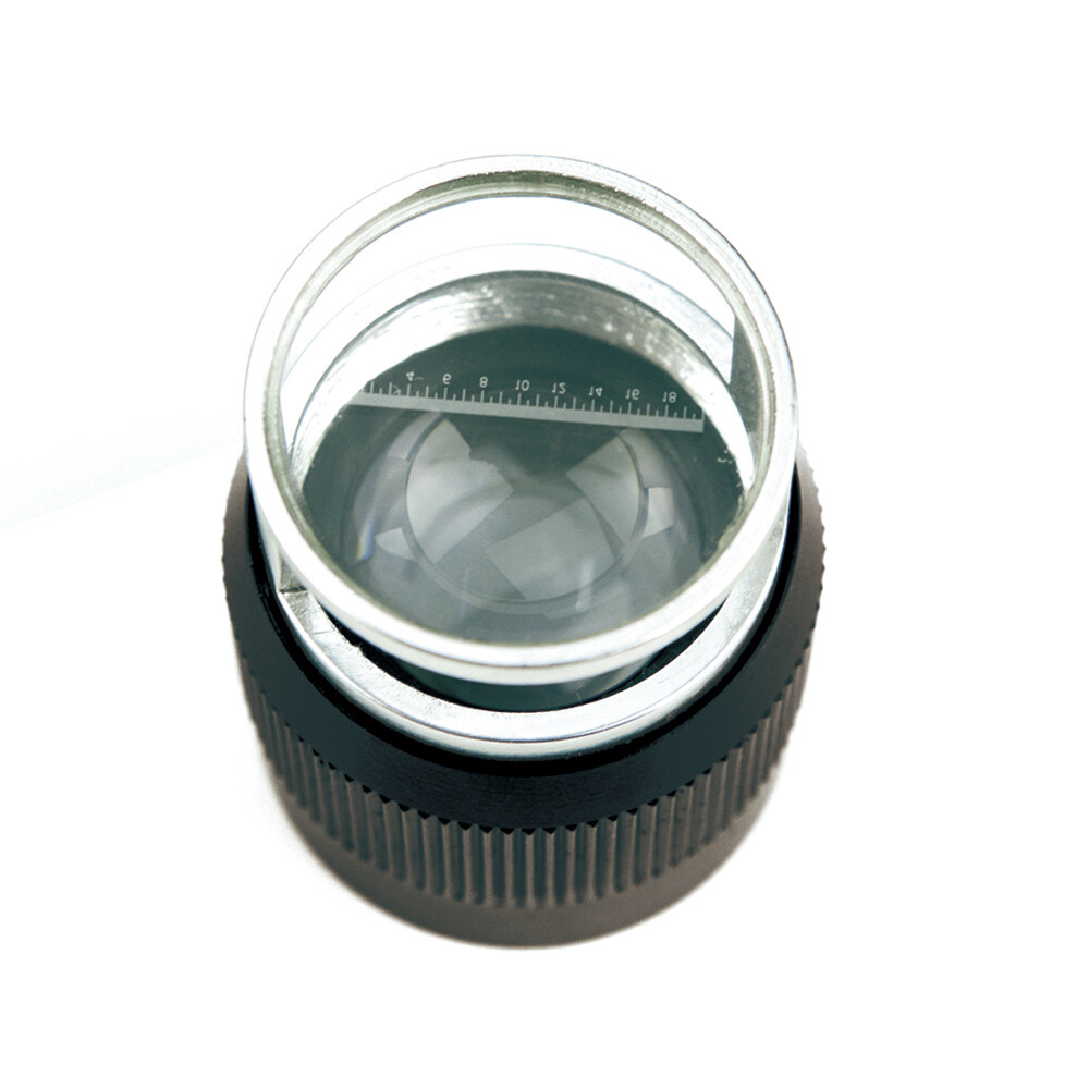 10X Pocket Measuring Magnifying Glass Lens w/ Scale Metal Optical Glass