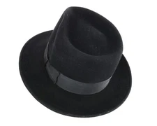 Vintage Capas Design Lite Felt Black Mens 100% Wool Fedora Hat Size Medium