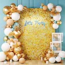 24 Pack Shimmer Wall Backdrop Party Decorations, 12x12 Gold Sequin Wall Panels