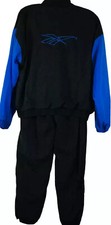 Vintage Reebok Black Blue Track Suit Jogging Athletic Set Sz Medium 2 Pc UNISEX