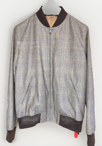 Richard James Wool Houndstooth Lightweight Bomber Jacket Brown M Slim RRP £490