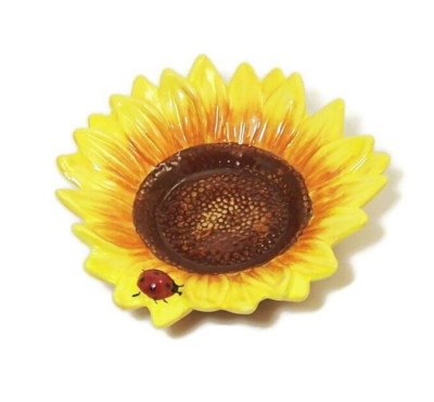 Yankee Candle Sunflower Tea Light Candle Holder Porcelain Ladybug Visitor New