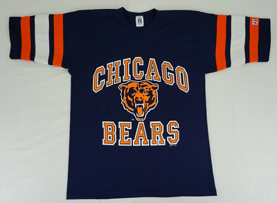 Maillot Vintage Chicago Bears – Logo 7 – Taille L – Bleu – Fabriqué Aux USA – Années 90