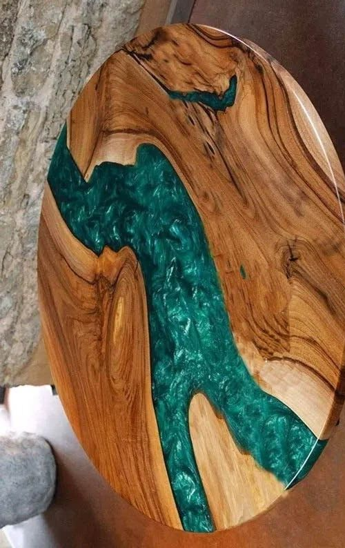 12" Round Coffee Table Top Premium quality Epoxy Resin A Wooden Art