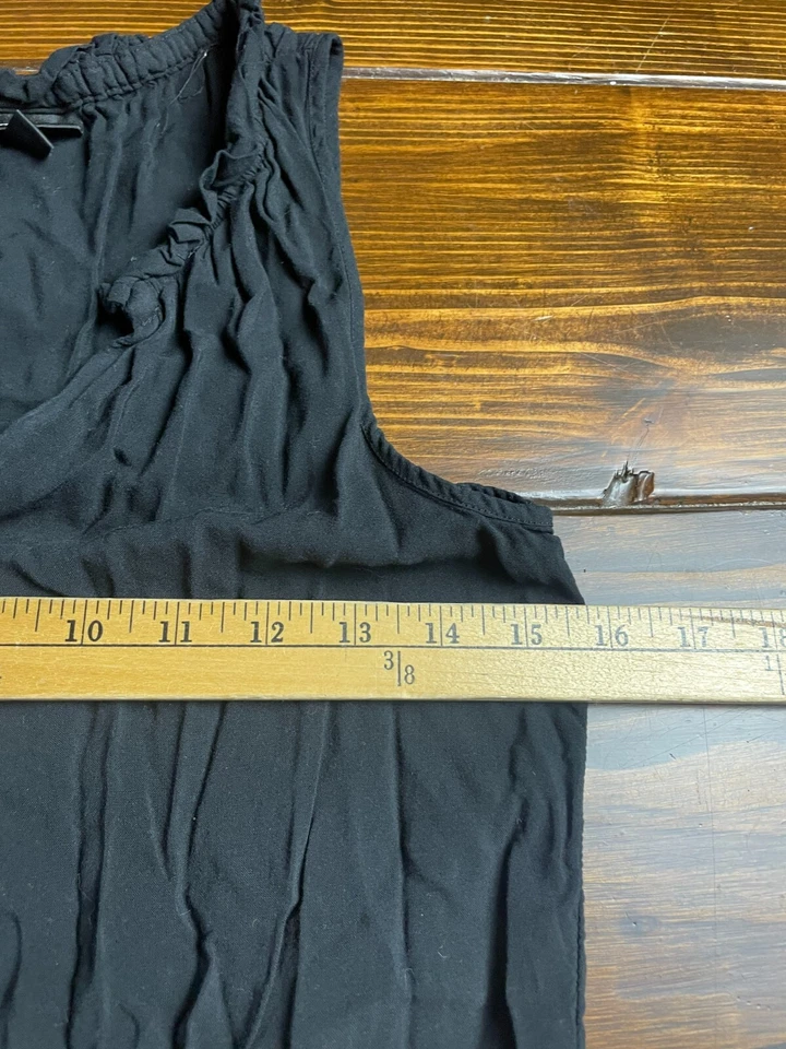 Mossimo Dress, Women's Size Small, Black, A-Line, Ruffle V-neck, Sleeveless - Image 3 of 4