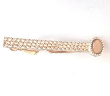 Vintage Swank Gold Tone Tie Bar Clip with Tigers Eye 2 inch