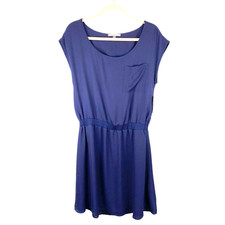 Threads 4 Thought Womens L Dress Navy Blue Classic Preppy Cinched Waist Lined