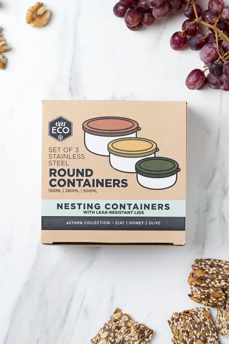 Ever Eco Stainless Steel Round Nesting Containers Autumn Collection 3