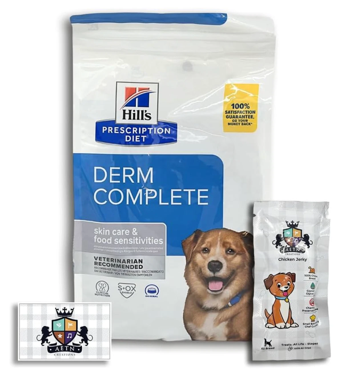 Derm Complete Dry Dog Food 1.5kg for Canine Skin Conditions + Jerky Treat