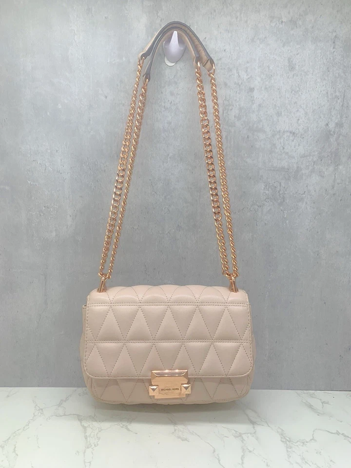 Michael Kors Sloan Quilted Pink Leather Gold Chain Bag - Image 2 of 4