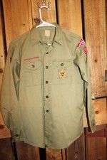 Boy Scouts of America BSA Youth Shirt Vintage XL   Green Sewn on patches