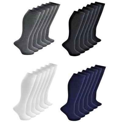 Neu Mädchen Teens Damen 6 Paar Vorteilspack kniehohe einfache Baumwollsocken