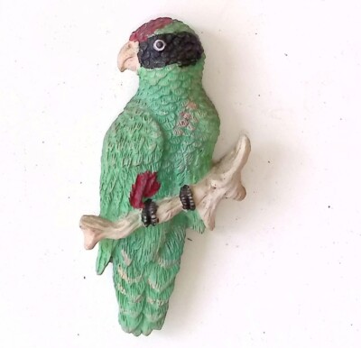 Vintage Parrot Magnet, Rare Bird Figurine Decor Resin Collectible