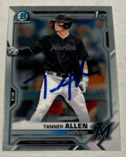 TANNER ALLEN SIGNED 2021 BOWMAN CHROME DRAFT BASEBALL CARD AUTO