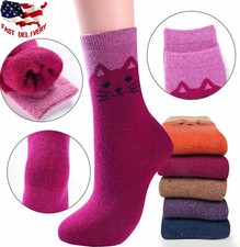 5 Pairs Women 80 Wool Cashmere Thick Thermal Multi-Color Winter Warm Socks 7-10