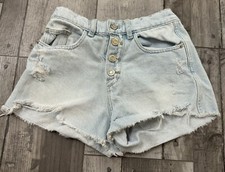 Zara Girls Denim Shorts Slightly Distressed Size 11-12 Raw Hem Cutoff