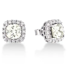 4Ct 925 Sterling Silver Cushion Cut Halo CZ Cubic Zirconia Stud Earrings SEC2715
