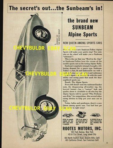 1953 Sunbeam Alpine Sports Vintage Ad "The Secret's Out...The Sunbeam's In!"