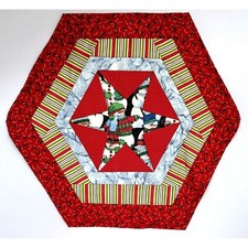 Quilted Patchwork Hexagon Christmas Holiday Winter Snowman Wall Hanging Crafted