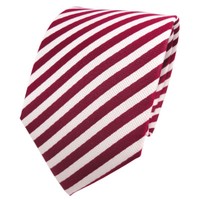 Tigertie Designer Seidenkrawatte Rot Rubinrot Weiß Gestreift - Krawatte Seide