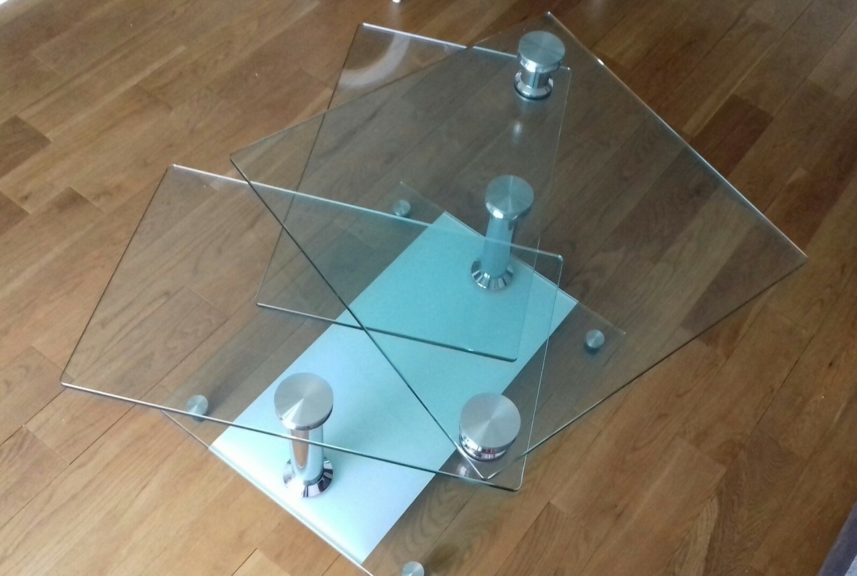 Table basse carrée modulable Verre noir et Inox Kiabi
