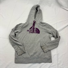 Women's Size Medium North Face Hoodie Grey Kangaroo Pocket Drawstring Hood Logo