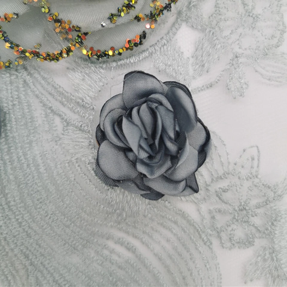 3D Flower Embroidered Mesh Patches Clothes Dress Sewing Applique Sequins Decor - Image 3 of 3