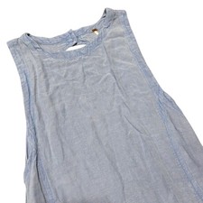 Free People Sleeveless Mini Dress Blue Linen Blend Casual Summer Women's Size S