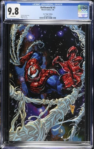 BATTLEWORLD #3 CGC 9.8 SKAN 1:50 RI VIRGIN VARIANT 2026 VENOM SPIDER-MAN COSTUME