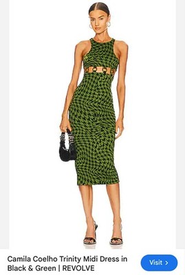 green emerald velvet dress Camila Coelho Coraline Dress in Green  BlackSkinny