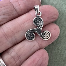 Sterling Silver Celtic Knot Triskele Triskelion Pendant Jewelry 3 Open Spirals