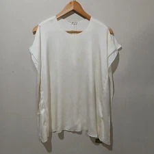 LILYSILK Shirt Womens XL White 100% Mulberry Silk Sleeveless Blouse Top Flaw