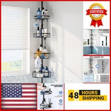 Corner Shower Caddy Tension Pole 4-Tier Stainless Steel Rustproof Organizer