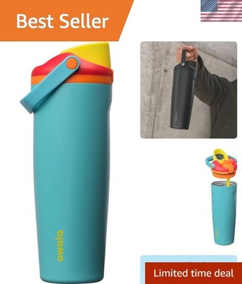 BPA-Free 30oz FreeSip Sway Water Bottle: Straw & Easy Carry Handle for Sports