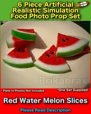 6 Piece Artificial Water Melon Slices Realistic Simulation Food Photo Prop Set