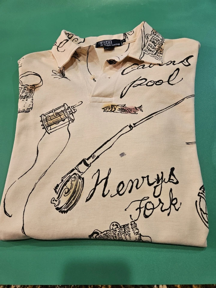 Vintage Mens Ralph Lauren Shirt. 1990s. Fly Fishing Theme Size M - Image 4 of 4