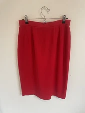 Vintage Carlisle Size 10 Red Wool High Waisted Pencil Skirt 80s Career Holiday