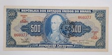1967 Banco Central Do Brasil, BRAZIL - 50 Centavos 500 Cruzeiros Banknote P-186a