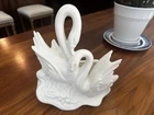 Hull Pottery 10.5" White Double Swan Porcelain Planter