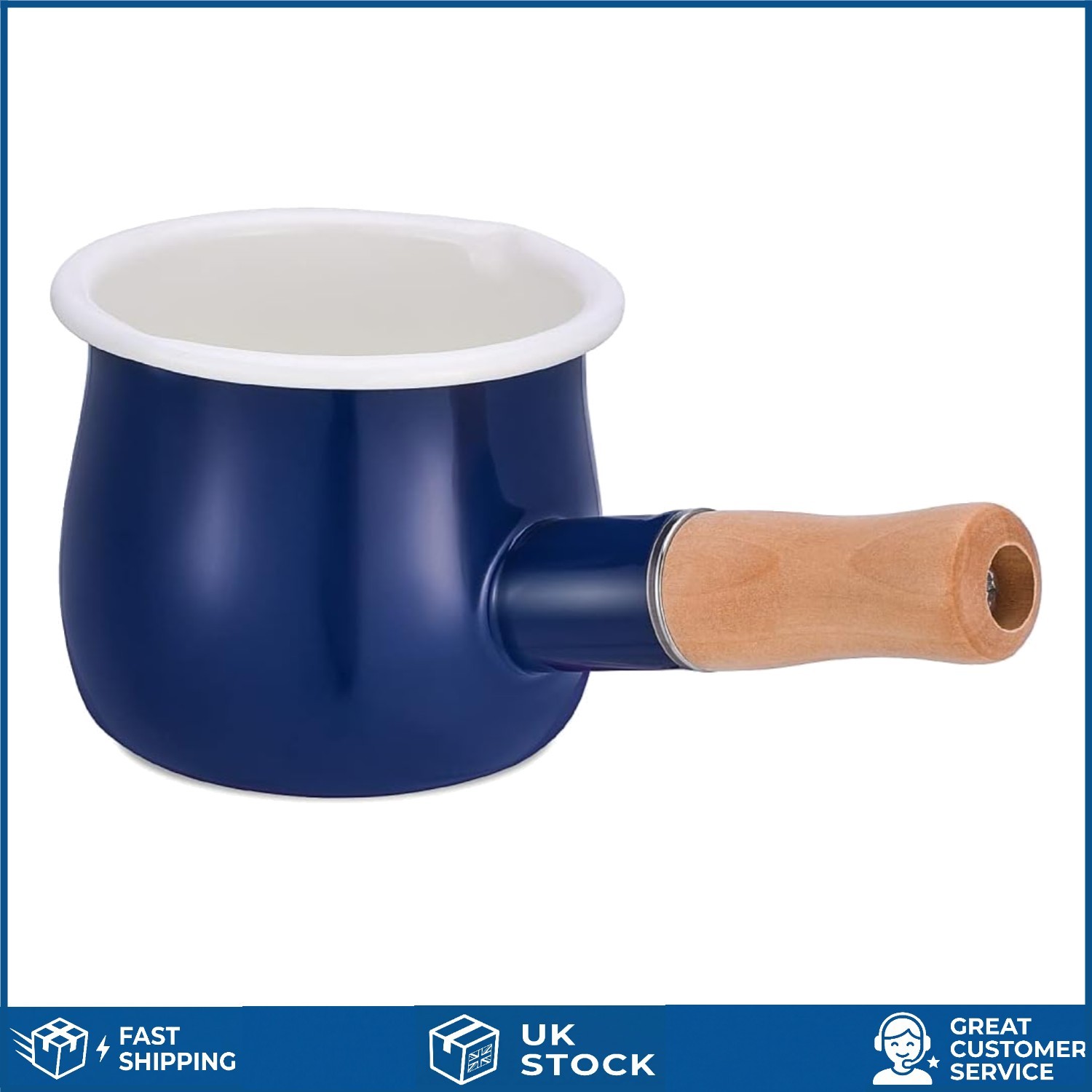 Versatile Blue Enamel Milk Pot - Ideal for Melting Butter and Warming Sauces