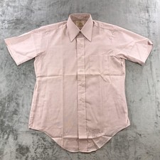 Vintage Arrow Dress Shirt Mens 15.5 Pink Check Short Sleeve Kent Collection