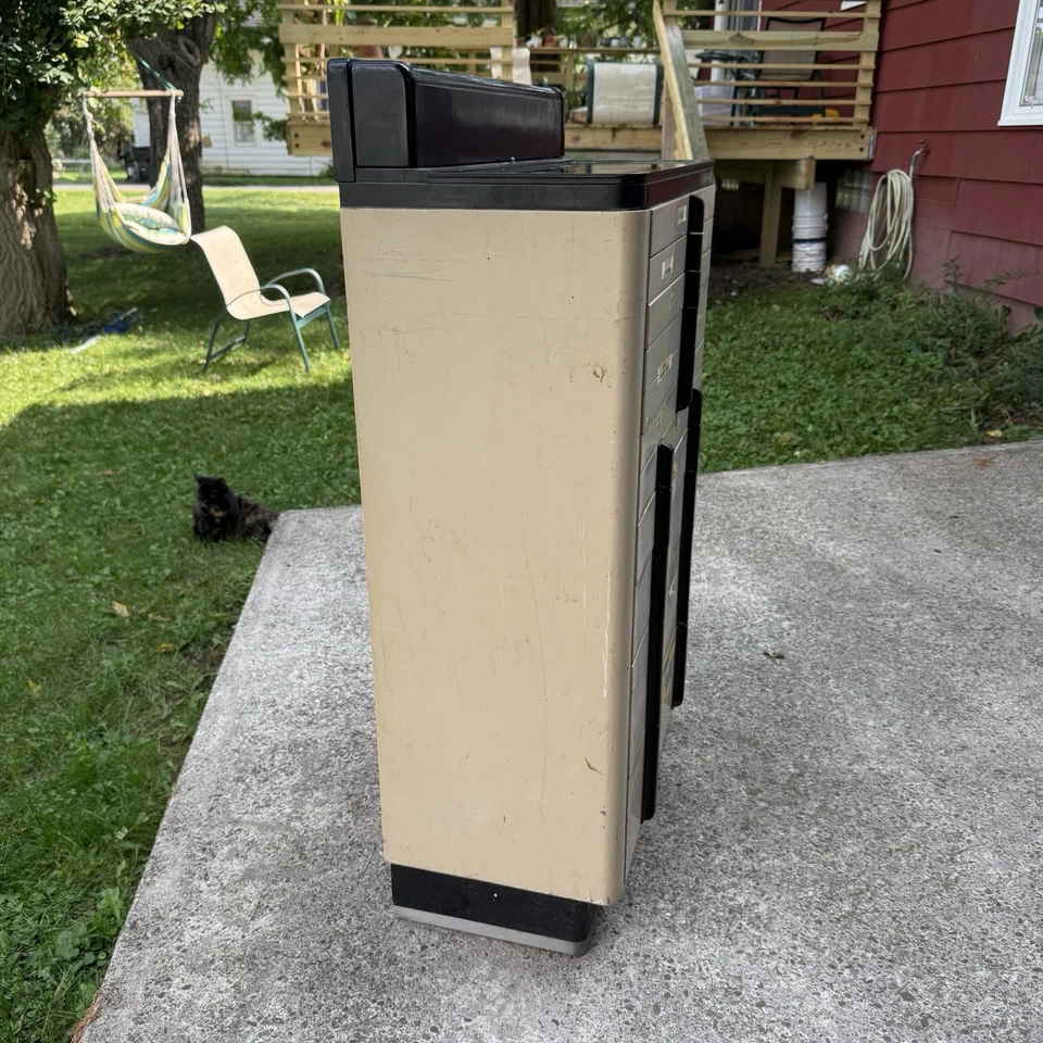1940s Art Deco Dental Cabinet Industrial Medical Chest Dresser Tan 10 Drawer VTG - Image 3 of 4