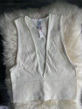 Urban Outfitters Cream Ribbed V-Neck Tank Top Size Small