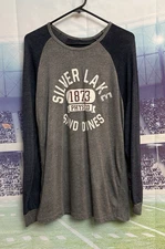 Silver Lake Sand Dunes Michigan Mens L/XL Rugby Polo Jersey Gray Blue