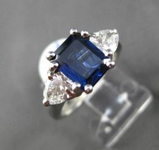 ESTATE 2.72CT DIAMOND & SAPPHIRE 18KT WHITE GOLD CLASSIC 3 STONE ENGAGEMENT RING