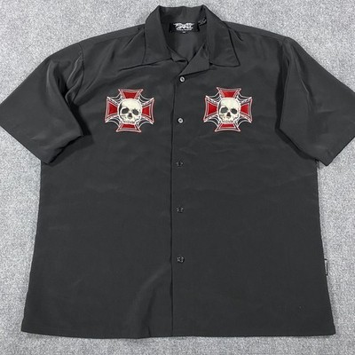 Dragonfly Clothing Shirt Mens XL Black Skull Cross Chipper Motorcycle Y2K